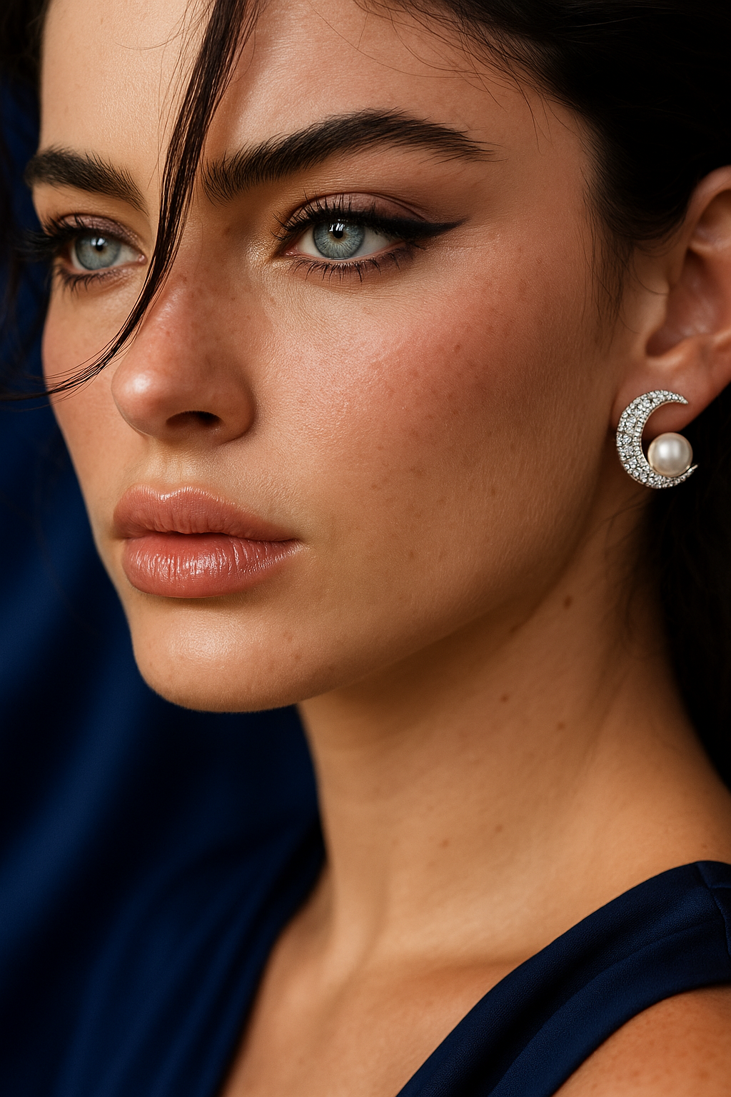 Moonlit Pearl Crescent Earrings