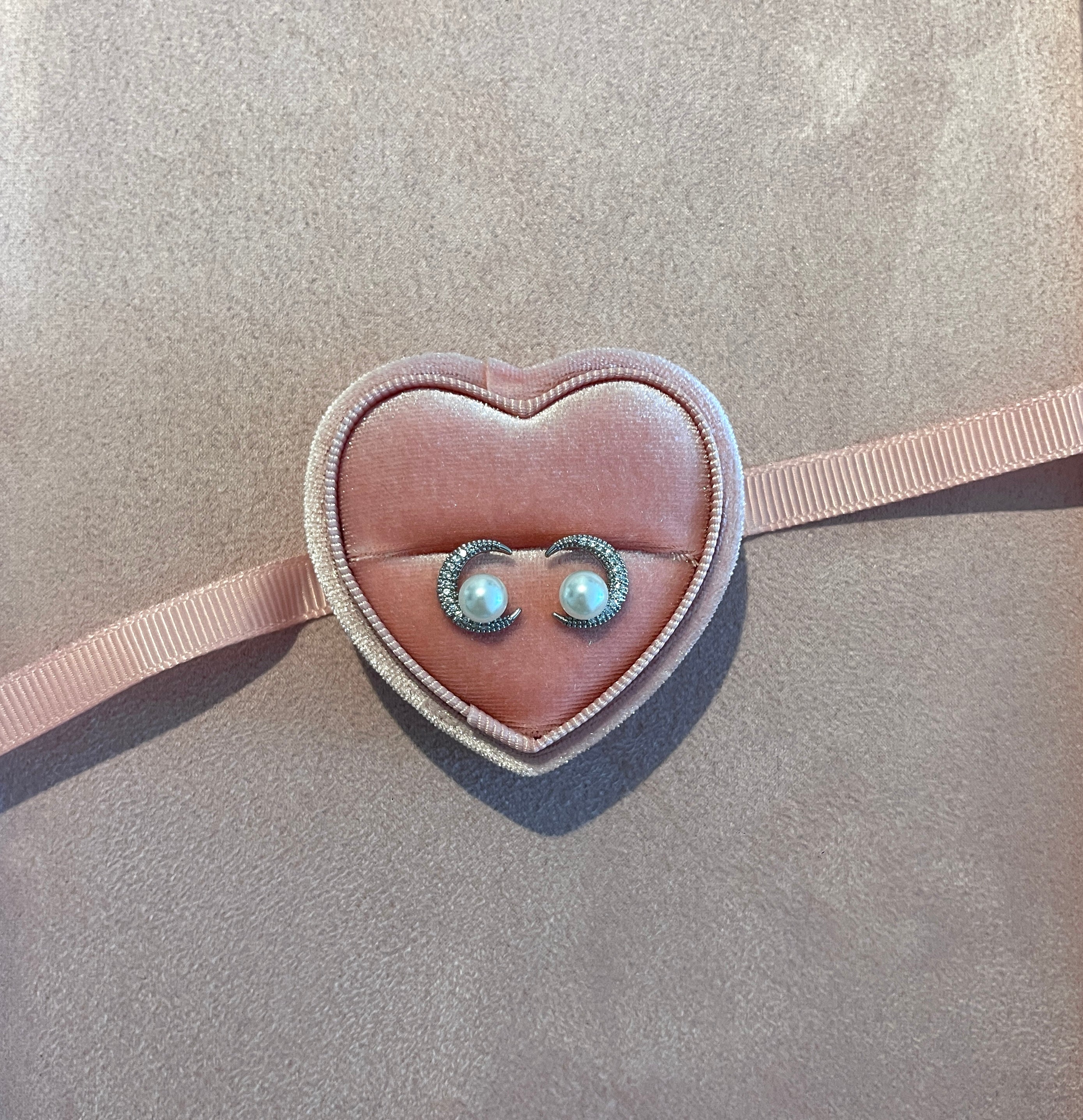 Moonlit Pearl Crescent Earrings